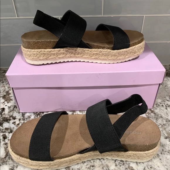 Madden Girl Womens Cybell Espadrille Wedge Sandal Black 6.5 - Picture 2 of 8